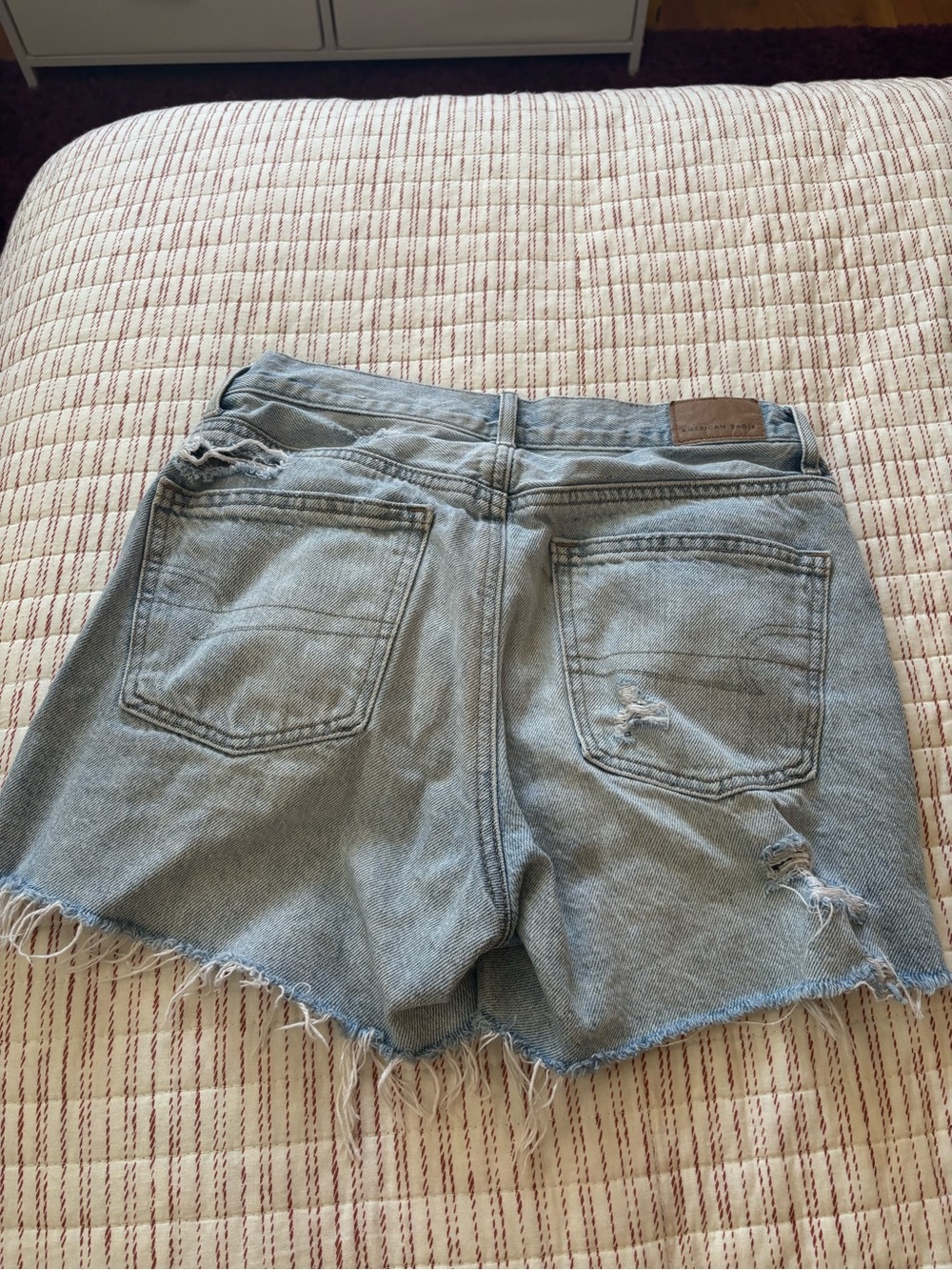 American Eagle Outfitters Light Blue Distressed Denim Shorts